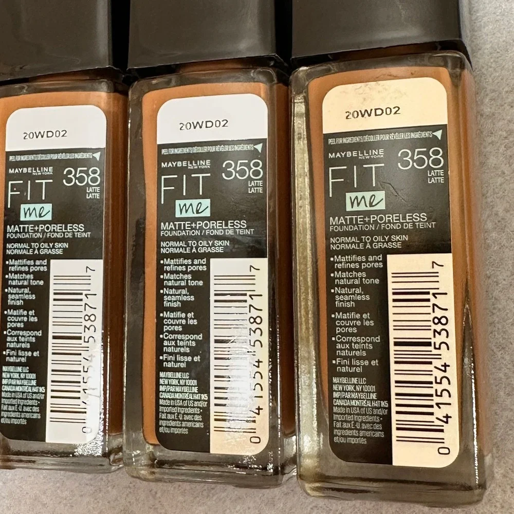 Maybelline‎ Fit Me Matte+Poreless 358 Latte Foundation NEW Lot of 6